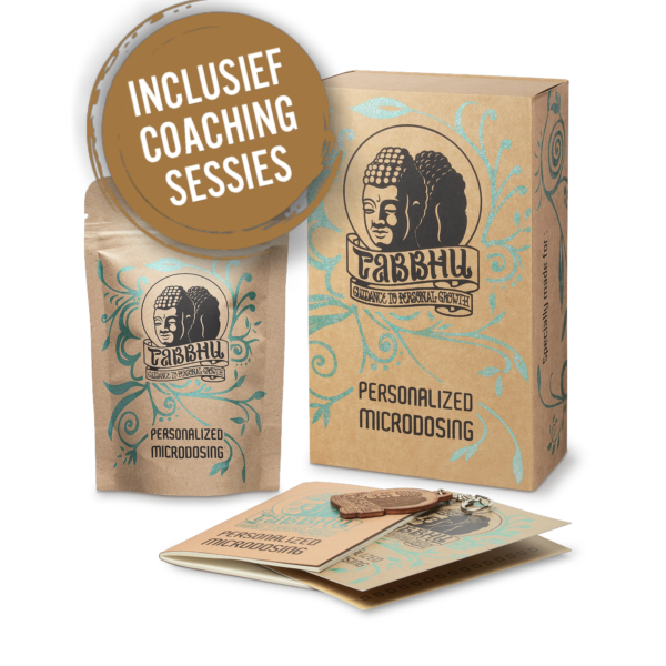 TABBHU's Personalized Microdosing Traject van 8 weken met Psilocybine. Doseringen worden voor je op maat berekend en verpakt. Het Growth Traject is inclusief coaching sessies voor persoonlijke groei.